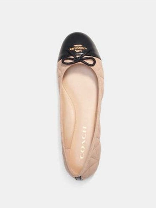 Coach Shoes - Coach Two-Tone Nude and Black Quilted Ballet Flats